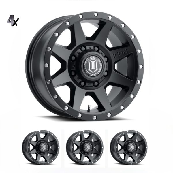 SILVERADO/SUBURBAN/SIERRA 2500HD (17×8.50) 4 x SATIN BLACK REBOUND HD 8×6.5 +13 OFFSET