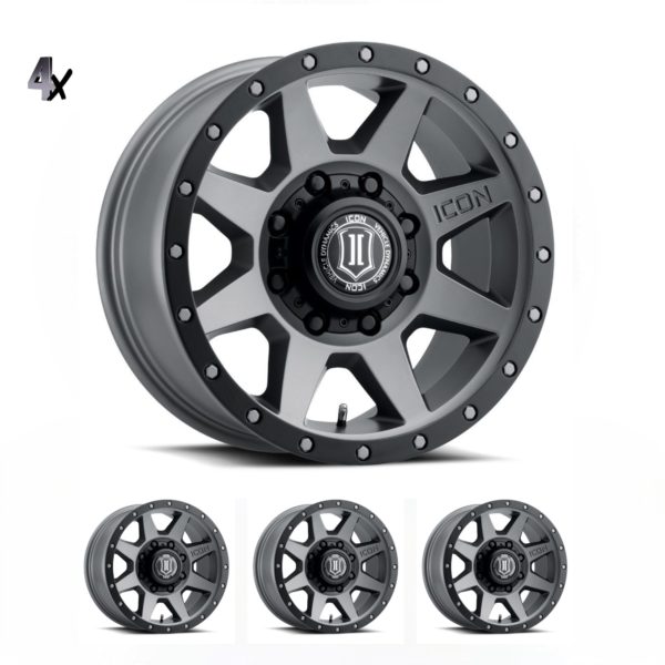 SILVERADO/SUBURBAN/SIERRA 2500HD  (17×8.50) 4 x TITANIUM REBOUND HD 8×6.5 +13 OFFSET