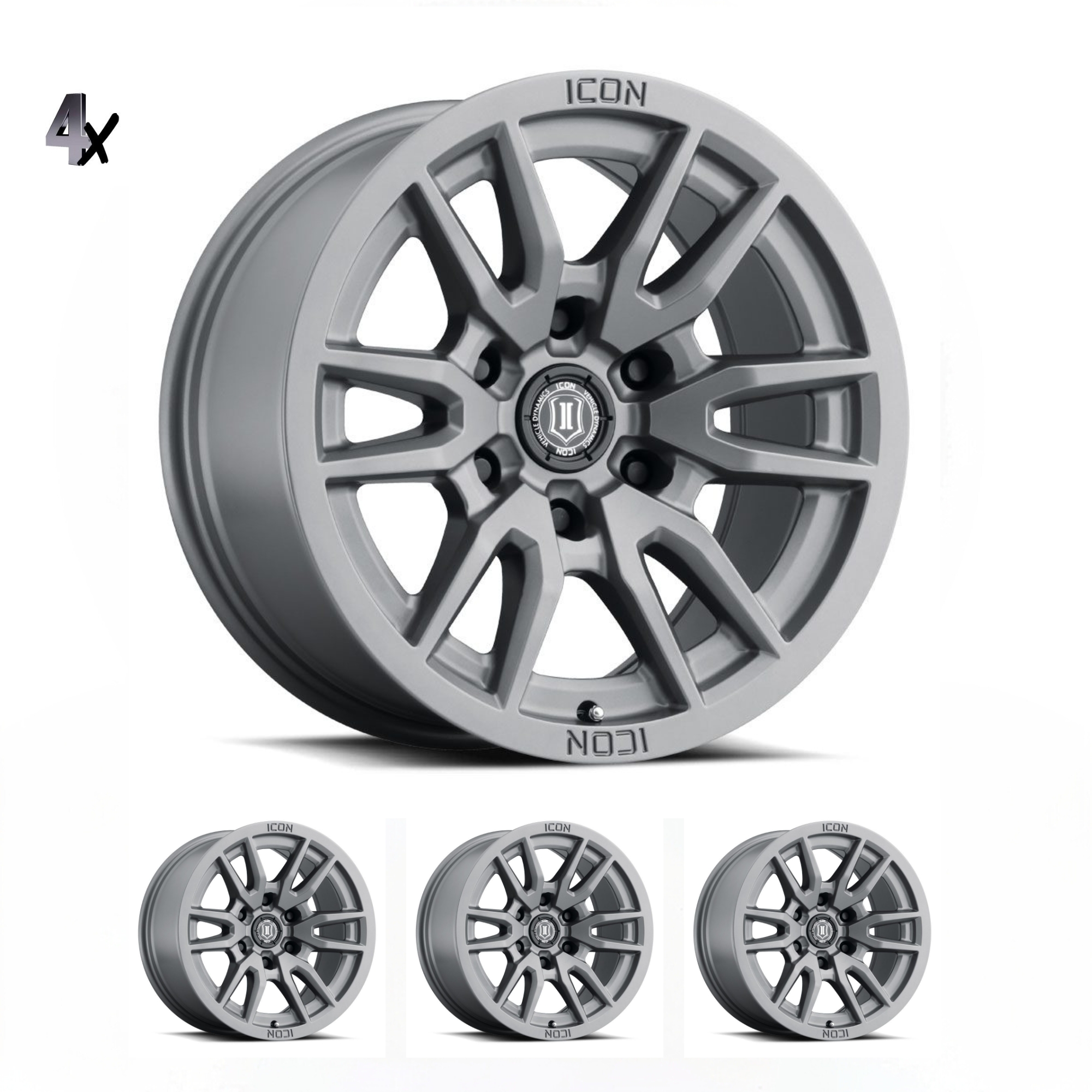 FJ/Prado/GX460/Hilux/Fortuner/4Runner/Pajero/Tacoma (17×8.5) 4x VECTOR6 TITANIUM 6×5.5 +25 OFFSET